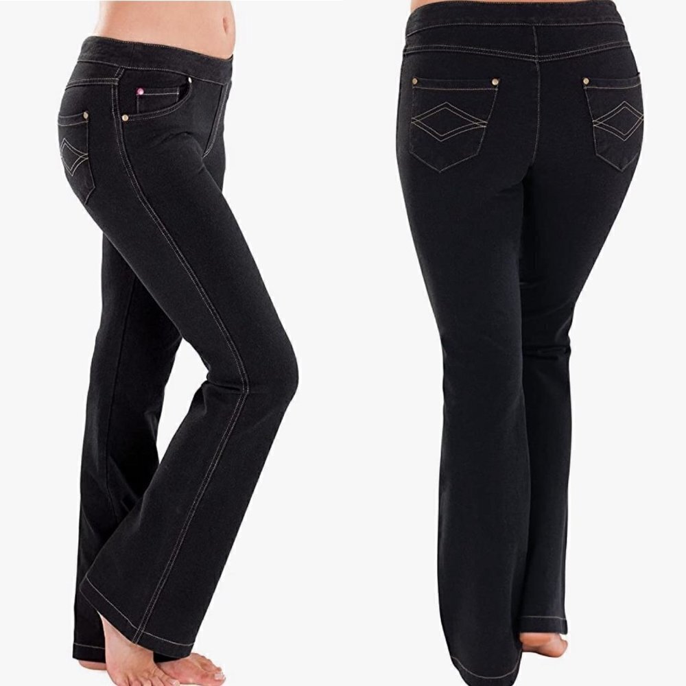 PajamaJeans Womens NWT Black Stretch Pockets Boot Stretch Knit Denim Jeans XXS